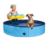 Robusta Piscina para Perros | Piscina Plegable con válvula de desagüe | Antideslizante | Baño de Bolas para niños | In epillo de baño y Kit de reparación - Piscina para Perros 160x30 (Azul)