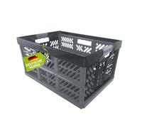 Robusta profesional - Caja plegable de 45 L hasta 50 kg - Caja plegable, cajón, cesta para almacenamiento, transporte - Plata
