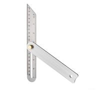 Robusta regla de ángulo de acero inoxidable con escala grabada y mecanismo de bloqueo para uso en carpintería e instalación