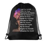 Robusto Bolsa con Cordón Mujeres Negras Poderosas del Mes De La Historia Negra Mochila Cuerda Casual Bolsa De Gimnasia para Acampada Vacaciones Mujer 36X42Cm