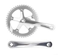 Robusto juego de bielas 130BCD para bicicleta de engranaje fijo, plato 48T con longitud de manivela de 170 mm y diseño de agujero cuadrado para mayor durabilidad (plata)
