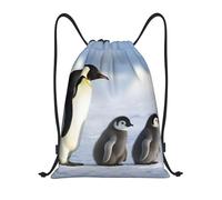 Robusto Mochila Cordónes Impresión de la Familia de pingüinos Gym Bag con cordón Bolsas Cordon de Gimnasio para Mujer Viaje Hombre 36X42cm