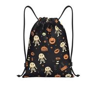Robusto Mochila Cordónes Lindo patrón de Halloween Gym Sack con cordón Bolsas de Cuerdas para Yoga Vacaciones Playa 36X42cm