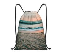 Robusto Mochila Cordónes Tema de Puesta de Sol en la Playa Bolsas de Deporte Unisex Bolsas de Cuerdas para Nadar Viaje Yoga 36X42cm