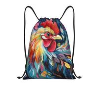 Robusto Mochilas Cordón Arte Pollo Colorido Gym Bag Práctico Bolsas de Cuerdas para Hombre Yoga Mujer 36X42cm