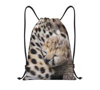 Robusto Mochilas Cordón Lindo pequeño Guepardo Leopardo, Ligero Bolsa de Cordón, Unisex Gym Sack, para Mujer Vacaciones 36X42cm