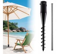 Robusto pie sombrilla y ancla secadora de paraguas, estaca de tierra en espiral 6 torres para sombrilla de playa, jardín y terraza, ligero con botones ajustables (2,5-5 Cm), soporte parasol antiviento