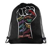 Robusto Saco De Gimnasio Líderes Inspiradores del Mes De La Historia Negra: Mano con El Puño Bolsa De Cuerdas Práctico Gym Bag para Viajes, Gimnasia, Gimnasio