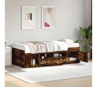 Robusto sofá cama con cajones salón dormitorio roble ahumado 90x190 cm | Sofá cama 90x190 cm con cajones almacenaje sin colchón, robles fumé convertible cama y sillón para salón dormitorio,