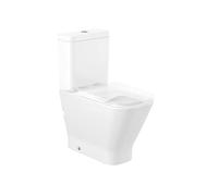 Roca A3421AC000 Rimless - Taza altura confort adosada a pared con salida dual para inodoro de tanque bajo, incluye codo de evacuación y juego de fijación, no incluye cisterna y asiento, color blanco