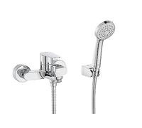 Roca A5A014FC00 Mezclador Baño-Ducha Victoria Plus, ducha de mano, flexible de 1,70 m. y soporte de ducha articulado, Cromado