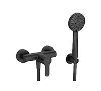 Roca A5A2009NB4 - Mezclador monomando L20 exterior para ducha con ducha de mano, flexible de 1,75 m. y soporte de ducha fijo Negro mate