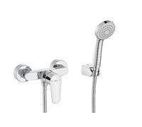 Roca Mezclador de ducha Victoria Plus, ducha de mano, flexible 1,50 m y soporte articulado, Cromado