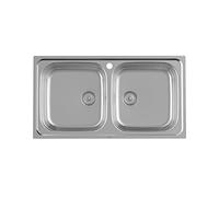 ROCA VICTORIA A872901A01 Fregadero de dos cubetas de acero inoxidable con acabado en color cromo - Sin sifón