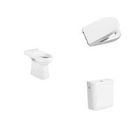 Roca,Access,Inodoro completo con salida horizontal para movilidad reducida (incluye taza, cisterna de alimentación lateral y tapa y aro cerrado)