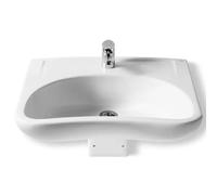Roca Access Lavabo suspendido con juego de fijación de 64 cm fabricado en porcelana de color blanco - Con soporte / Sin desagüe