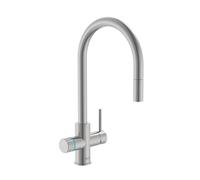 Roca Aquafy A5A8D3GSM0 Grifo Cocina Acero Inoxidable con Filtro | Sistema de filtración 5 etapas, Agua limpia sin botellas, Caño extraíble