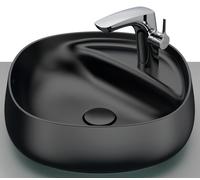 Roca Beyond lavabo 45x45 cm cuadrada sobre encimera negro A3270B9640