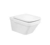 Roca Dama Inodoro con salida horizontal de 36 cm fabricado en porcelana de color blanco Rimless - Asiento con tapa