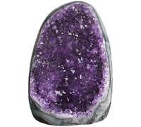 Roca de cristal de amatista, geoda de amatista natural de 3.53-10.58 oz, cristales y piedras de energía positiva para decoración del hogar, oficina, coche, decoraciones de Navidad