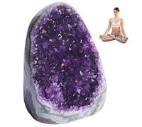 Roca de cristal de amatista, roca de cristal de amatista, geoda natural de 300-400 g, cristales de energía positiva y piedras espirituales para la decoración del hogar de la oficina del coche