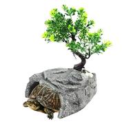 Roca de cueva para reptiles, terrario de 4.92 pulgadas, cuevas decorativas naturales para reptiles, cueva de roca de resina, robusta y detallada, para un retiro seguro para gecos, lagartijas y
