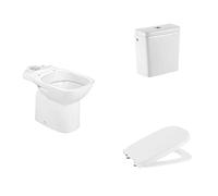 Roca,Debba,SQUARE - Inodoro completo con salida horizontal (incluye taza, cisterna de alimentación inferior y tapa amortiguada de Supralit®)