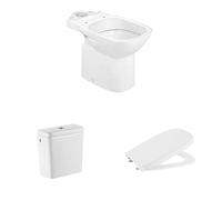 Roca,Debba,SQUARE - Inodoro completo con salida vertical (incluye taza, cisterna de alimentación lateral y tapa de Supralit®)
