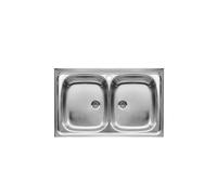 ROCA E A870420903 Fregadero con doble cubeta para instalación empotrada de 90 cm fabricado en acero inoxidable - Con sifón