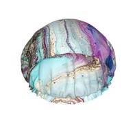 Roca geoda de ágata arcoíris,Gorro de ducha, gorro de noche, gorro de baño elástico impermeable de doble capa, reutilizable para el cabello.