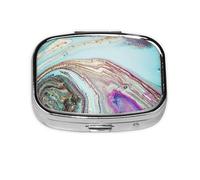 Roca geoda de ágata arcoíris, Pastillero cuadrado para bolsillo o monedero, pequeño contenedor de pastillas, organizador de pastillas de viaje