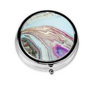 Roca geoda de ágata arcoíris, Pastillero, Pastillero redondo Pequeño contenedor de pastillas Organizador de pastillas de viaje