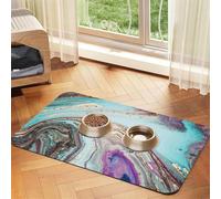 Roca geoda de ágata arcoíris,Tapete para Comida de Mascotas, manteles Individuales de Cuero sintético para Gatos y Perros,30x45cm