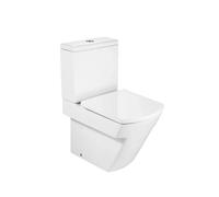 Roca Hall Inodoro completo para instalación adosada de 36,5 cm fabricado en porcelana de color blanco - Asiento con tapa
