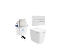 Roca Inspira Round - Pack de Inodoro, Cierre Amortiguado, Tecnología Rimless - CODO S/DUAL EXCENT. 60 / In-Wall PL1 DUAL (ONE) Cromado