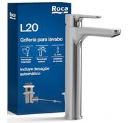 Grifo de lavabo monomando de caño alto con desagüe automático cromo L20 Roca