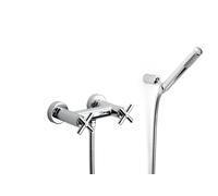 Roca Loft - grifo bimando exterior ducha con ducha de mano, flexible de 1,50 m. y soporte articulado . Griferías hidrosanitarias con montura cerámica. Ref. A5A0943C00