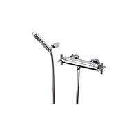 Roca Loft - grifo termostático exterior para ducha con ducha de mano, flexible de 1,50 m y soporte de duc . Griferías hidrosanitarias con montura cerámica. Ref. A5A0643C00