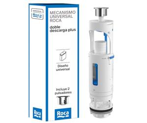 Roca Mecanismo de Descarga Universal de Doble Válvula Plus D8, A822505500 | Vaciado Total o Parcial, Volumen y Altura Regulables, Resistente a la Cal, Antifugas, 2 Pulsadores Ø40/Ø50