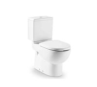 Roca Meridian Inodoro completo para personas con movilidad reducida fabricado en porcelana de color blanco - Tapa y asiento con apertura frontal bisagras INOX