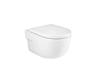 Roca Meridian Inodoro suspendido de 36 cm fabricado en porcelana de color blanco con tapa amortiguada - Asiento con tapa con amortiguador