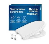 Roca Meridian - Tapa y asiento de Supralit para inodoro compacto con caída amortiguada, tapadera de WC original con ajuste perfecto, recambio de tapa de váter resistente, blanco, A8012AC00B