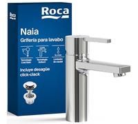 Roca,Naia,Grifería monomando para lavabo con desagüe click-clack y cuerpo liso, Cold Start,A5A3296C00