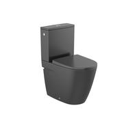Roca Ona - Inodoro de Pie Completo, Adosado a la Pared, Salida Dual, Negro Mate - Con cisterna alimentación inferior / Asiento con tapa con amortiguador / Negro Mate