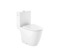 Roca Ona Inodoro redondo tanque bajo y salida dual con acabado brillante y color blanco Rimless - Con cisterna cuadrada alimentación inferior / Asiento con tapa