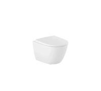 Roca Ona Inodoro suspendido Rimless compacto de 48 cm de fondo con fijaciones ocultas blanco - Asiento con tapa con amortiguador