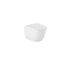 Roca Ona Inodoro suspendido Rimless compacto de 48 cm de fondo con fijaciones ocultas blanco - Asiento con tapa