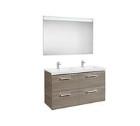 Roca Mueble de baño Prisma – Doble lavabo con espejo 120 cm Fresno – Sin toallero/patas/caja