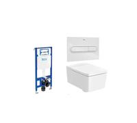 Roca Square - Pack de Inodoro, Cierre Amortiguado, Tecnología Rimless - Cromado