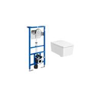 Roca Square Pack inodoro suspendido Rimless 56 cm de fondo con tapa amortiguada y cisterna salida horizontal